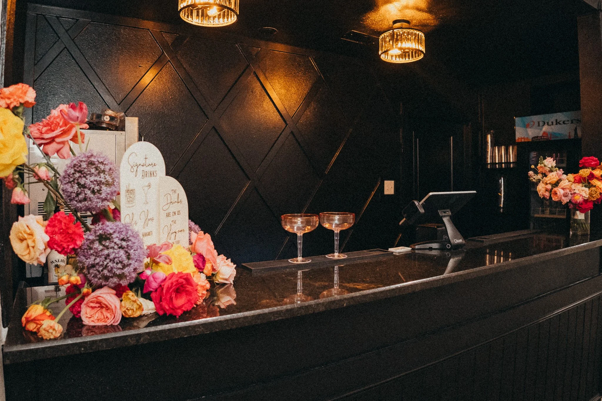 "old money" style wedding bar
