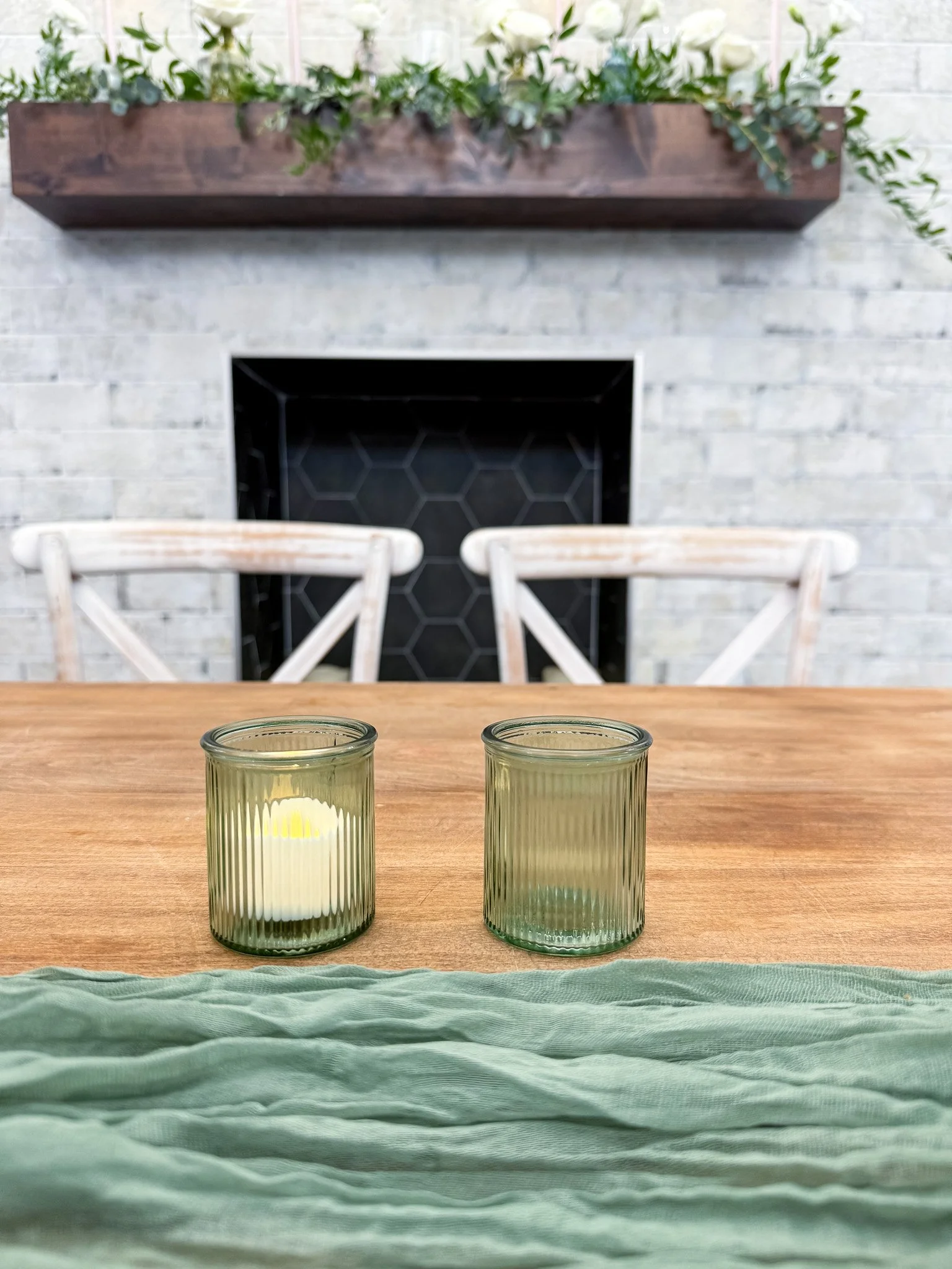 green votive candle holder