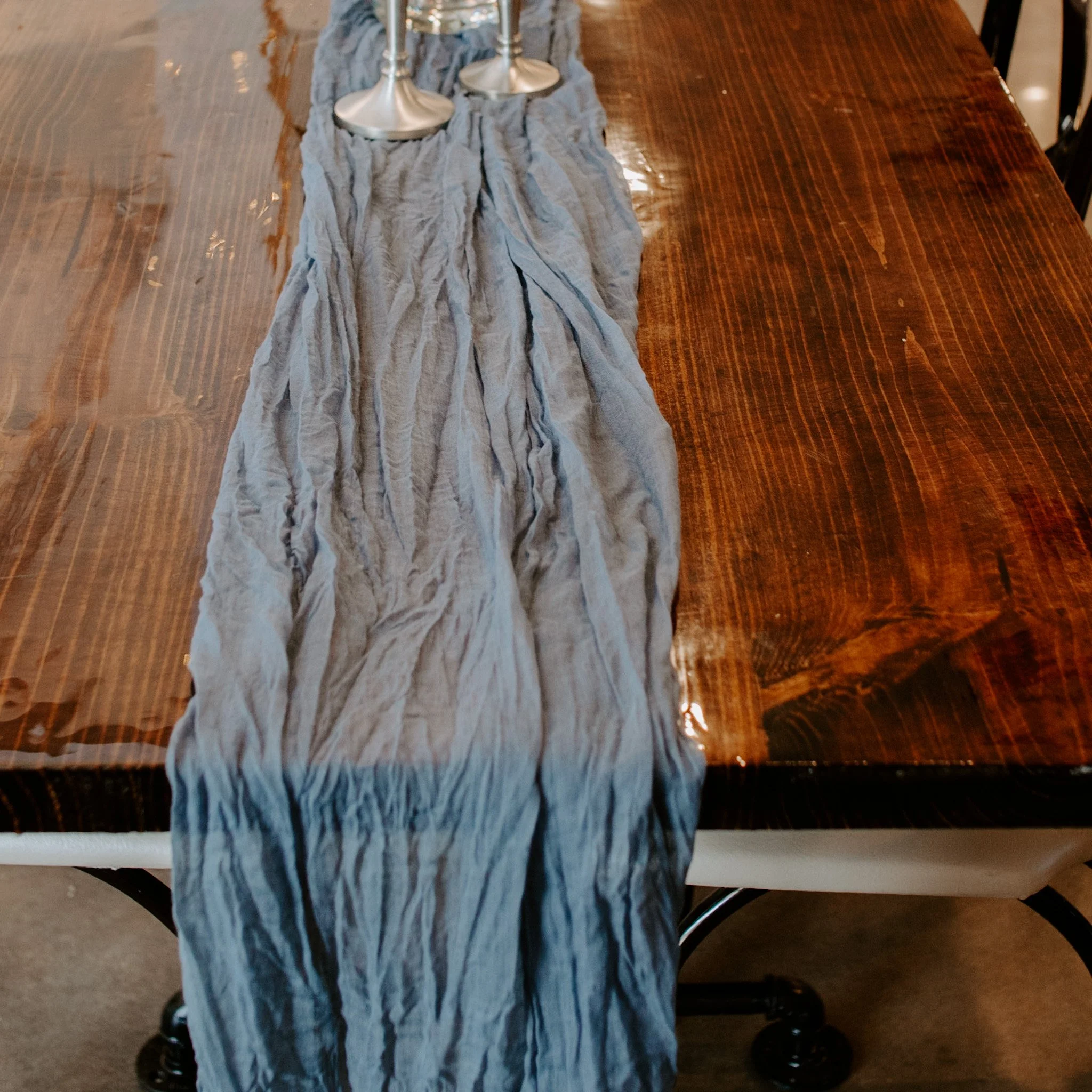 dusty blue table runner