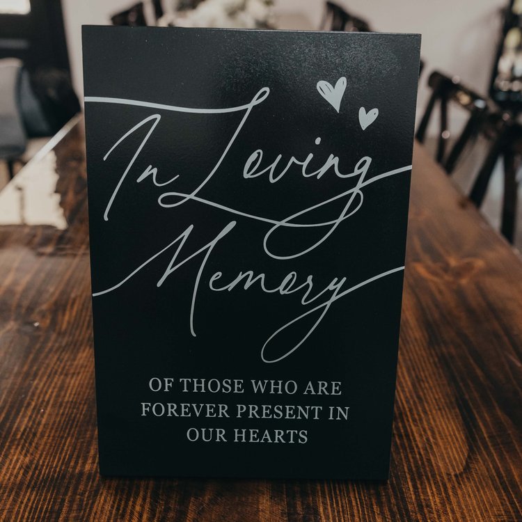 wedding memory sign black and white