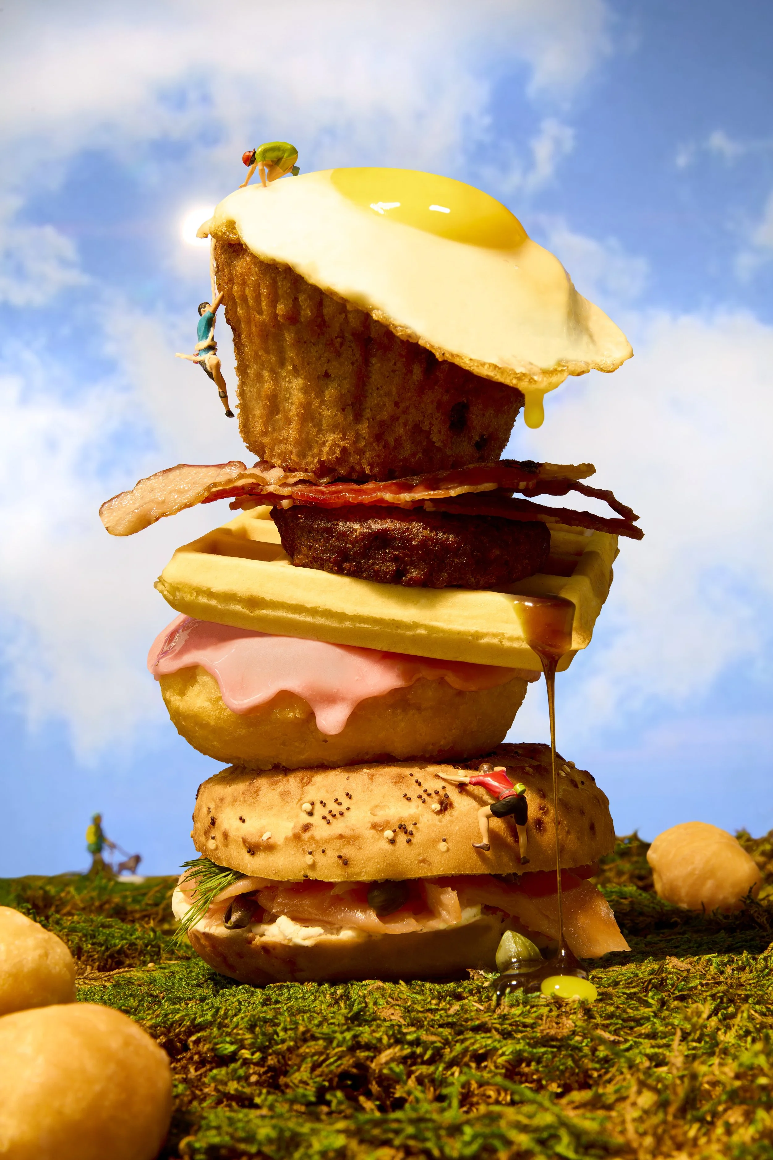 miniature fantasy breakfast stack food photography