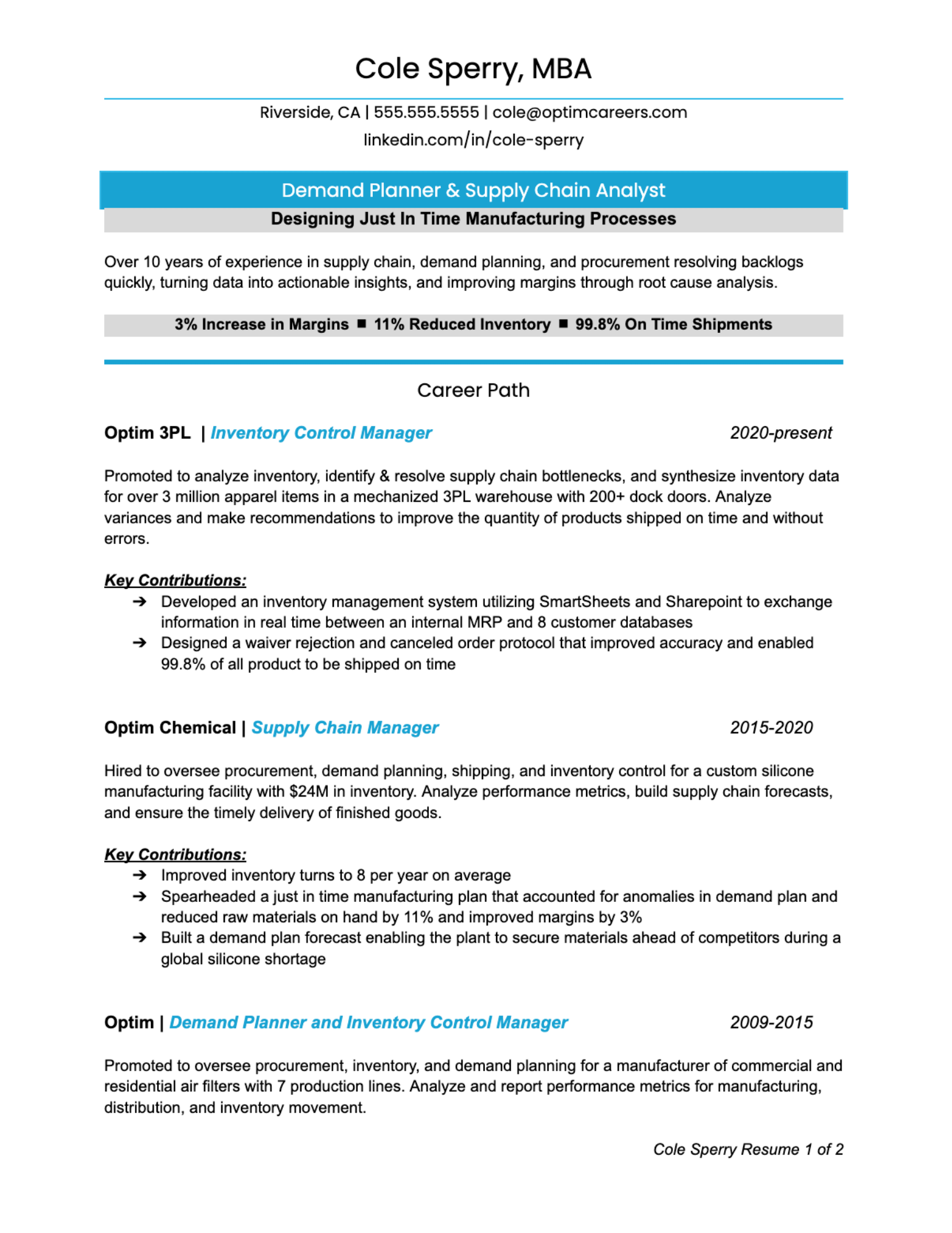 Supply Chain Resume Examples - Supply Chain Sample Resumes (1) 