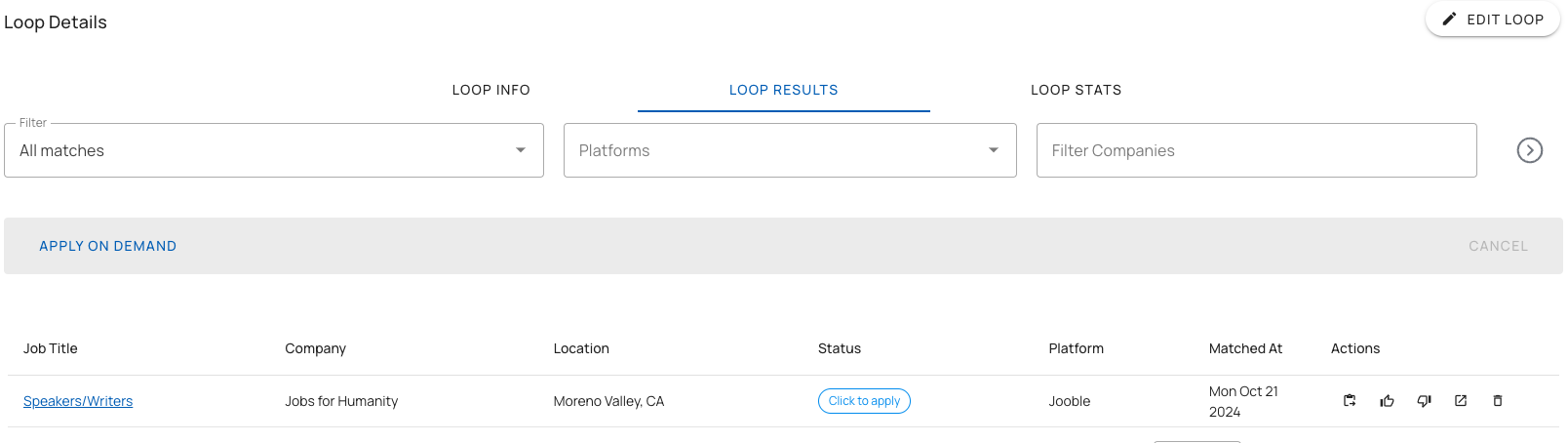 LoopCV Auto Apply