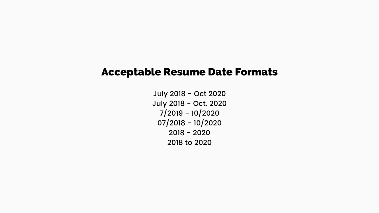 writing dates on resume