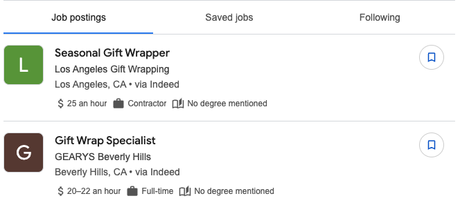Gift Wrapper Jobs