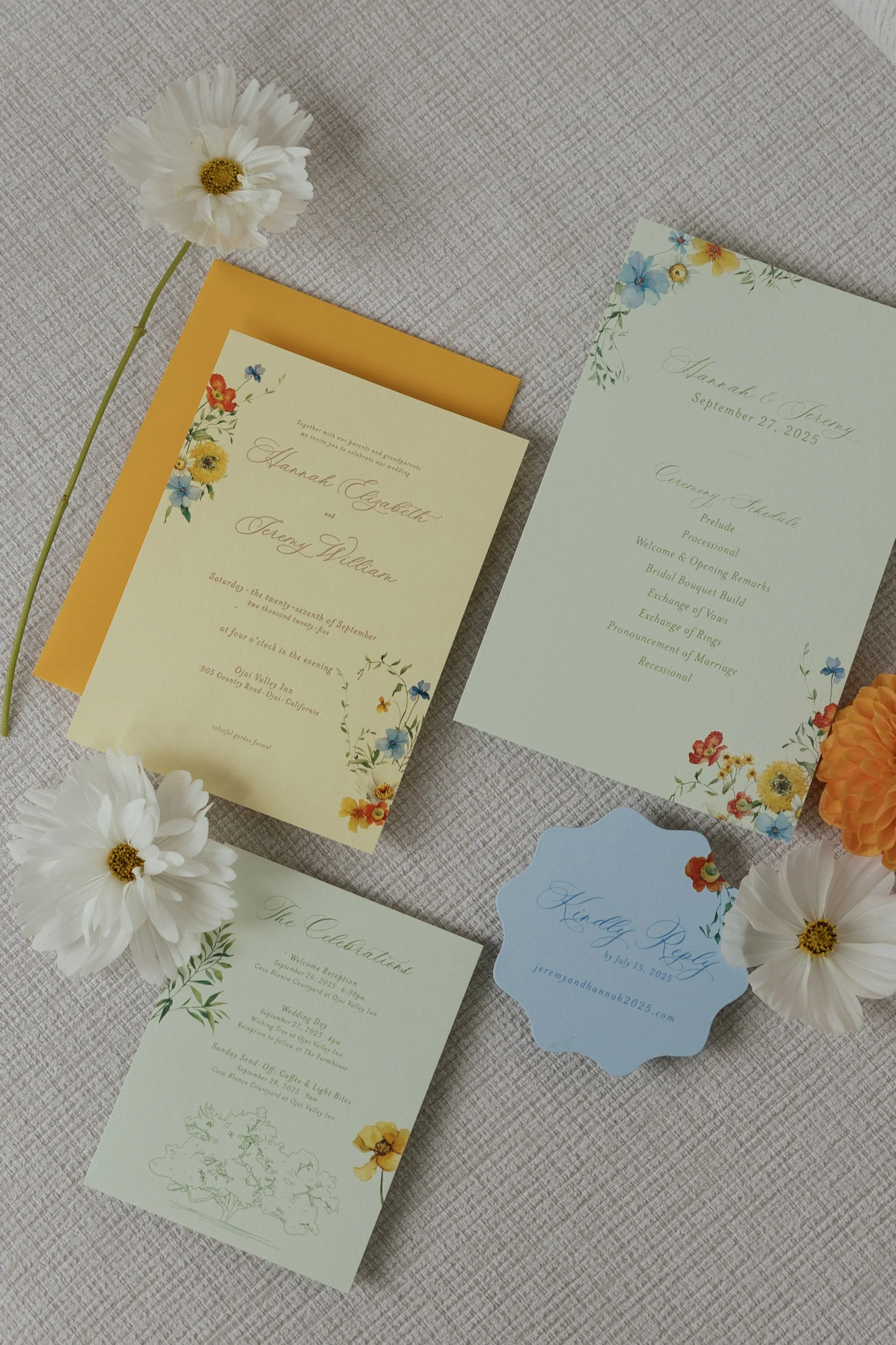 Pastel Wildflowers Invitation Suite for a Colorful Wedding