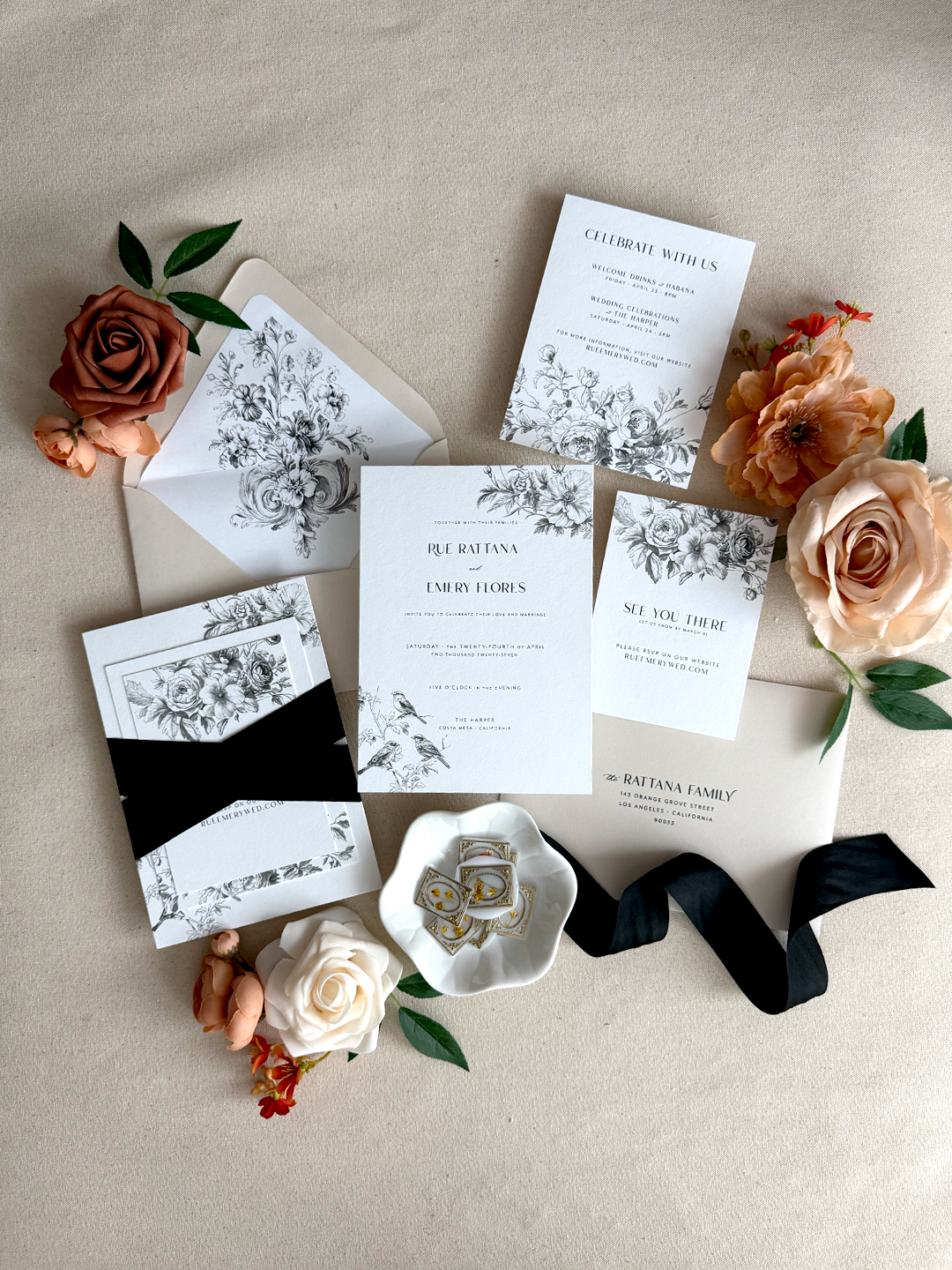 mia_ornate florals and birds wedding invitations_mist-ebony-smooth_invitation suite-black ribbon_05.png