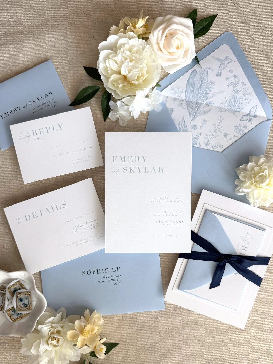 invitation suite with silk navy ribbon-envelope liner_Jane_Minimalist Modern Invitations_azure blue-azure blue-smooth ultra white_06.jpg