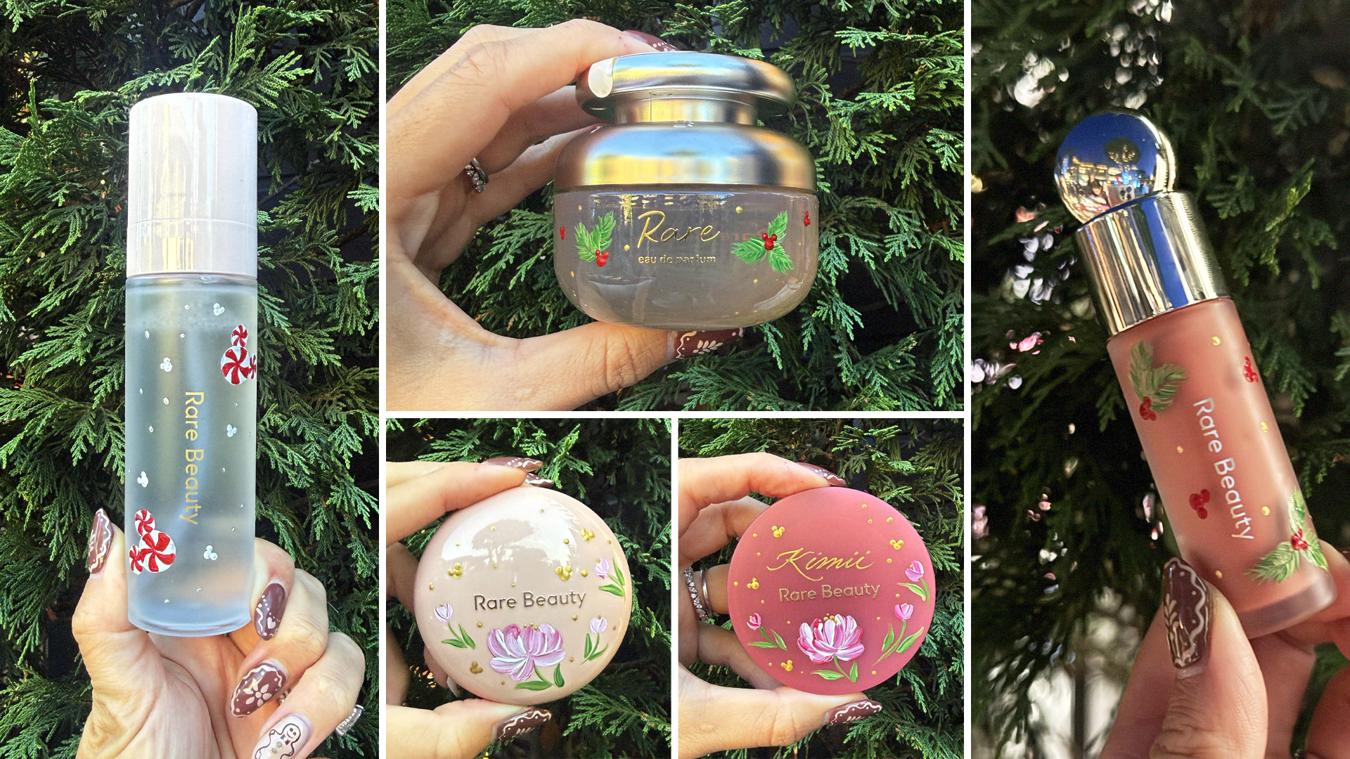 Hand painted florals on Rare Beauty Products at Sephora, Downtown Disney