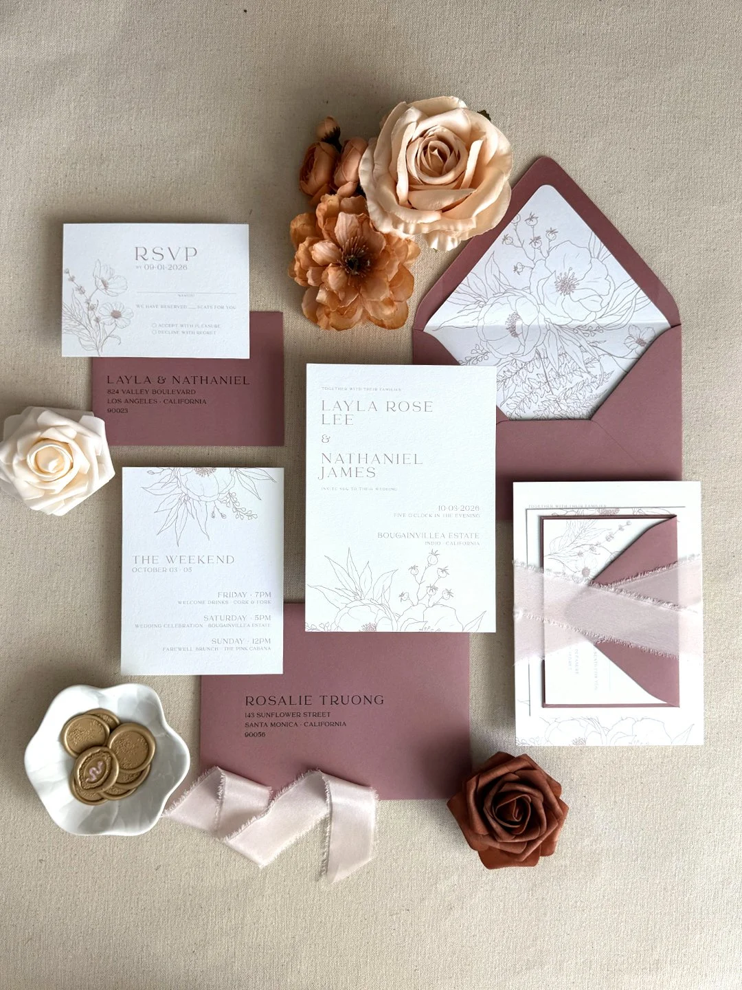 wedding invitation package-blush silk ribbon_digital-letterpress-foil stamp printing_Summer_Boho Wildflower Illustrations Invitations_rose-cotton_03.jpg