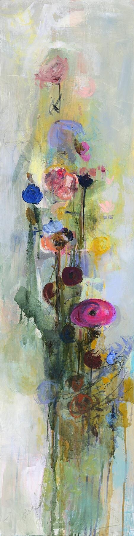   Blossom I  Oil on wood 48x12 inches SOLD 