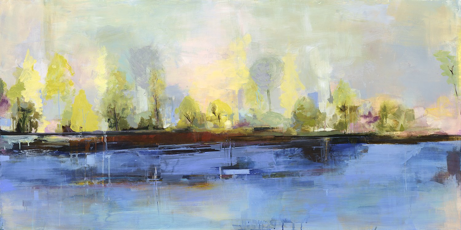  Echoes Moving Over the Face of Water  Oil on wood 24x48 inches 