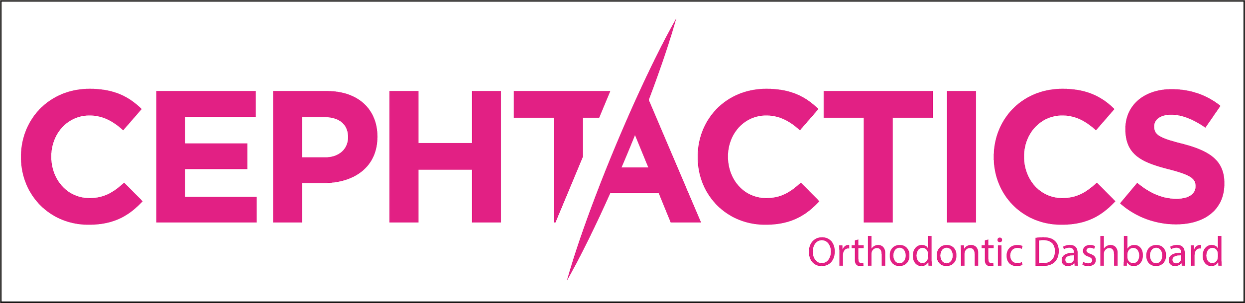 Logo with the word "CEPHIATICS" in large pink letters, with a lightning bolt separating the letters 'I' and 'A'. Below, smaller pink text reads "Orthodontic Dashboard."