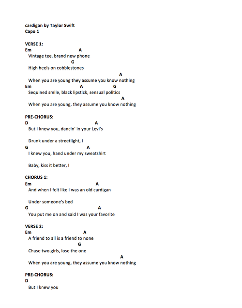 cardigan - Taylor Swift - folklore — Nena Shelby