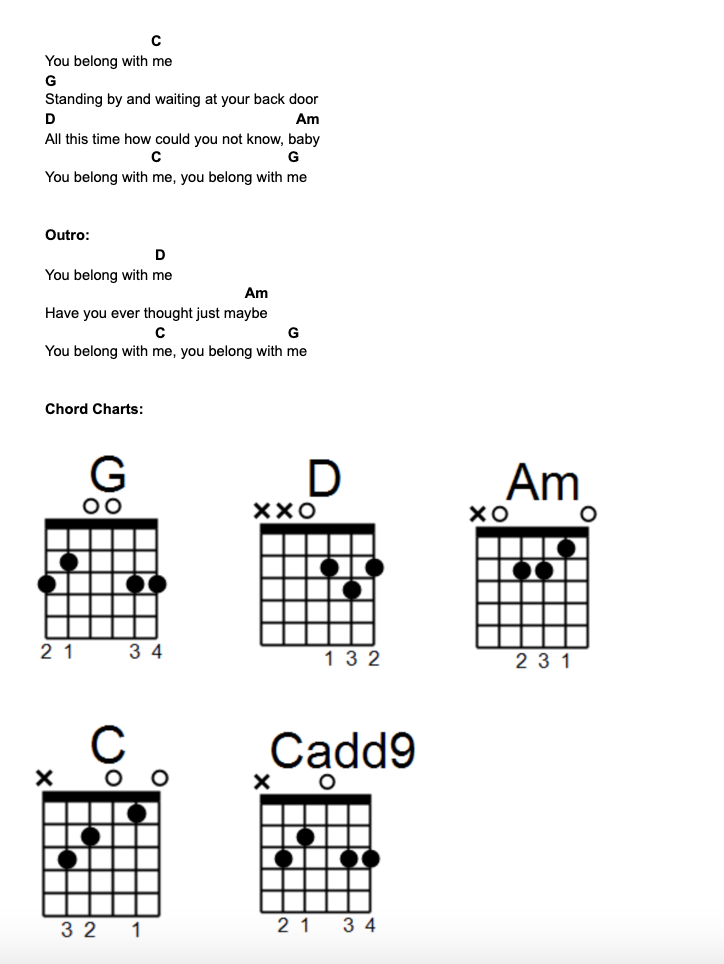 Watch How To Play You Belong With Me By Taylor Swift - Guitar Tabs &  Chords