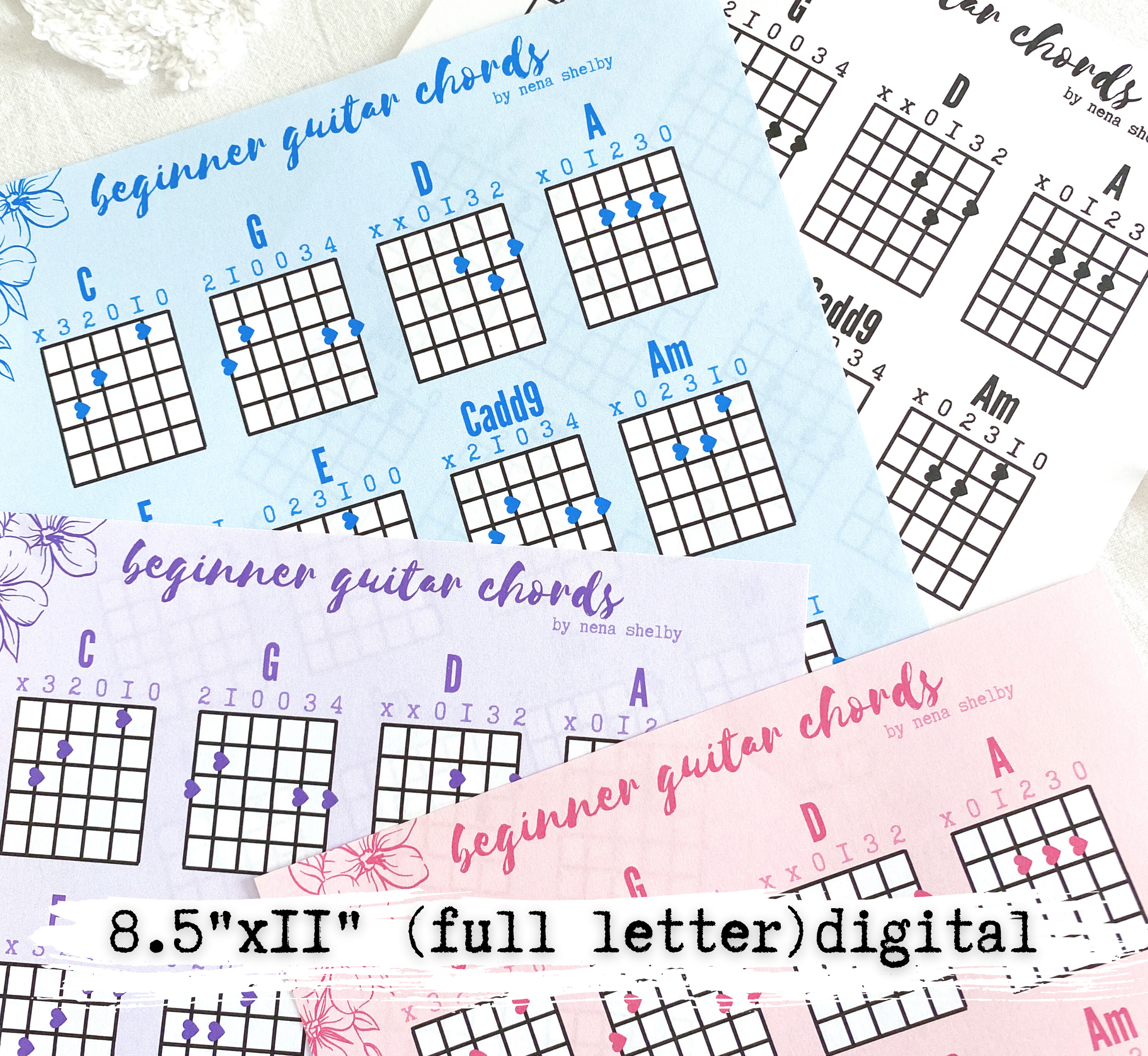 Beginner Guitar Chord Chart Basic Chords Sheet instant -  Norway