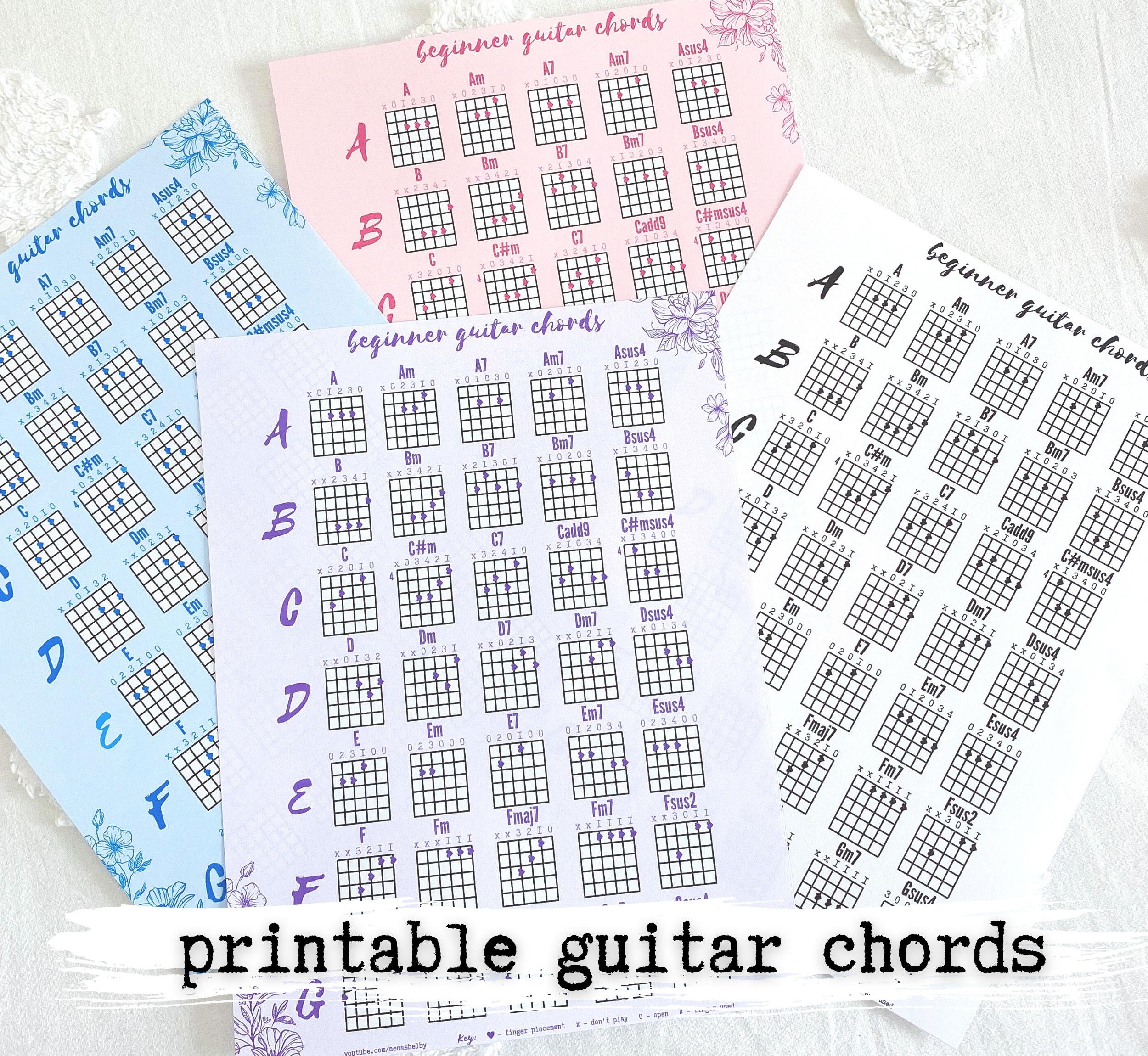 30 Guitar Chords Chart Basic, Example Document Template
