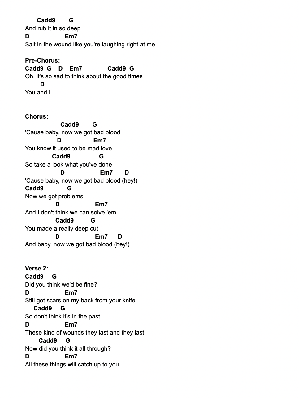 Taylor Swift - Bad blood (Taylor's version) (lyrics)
