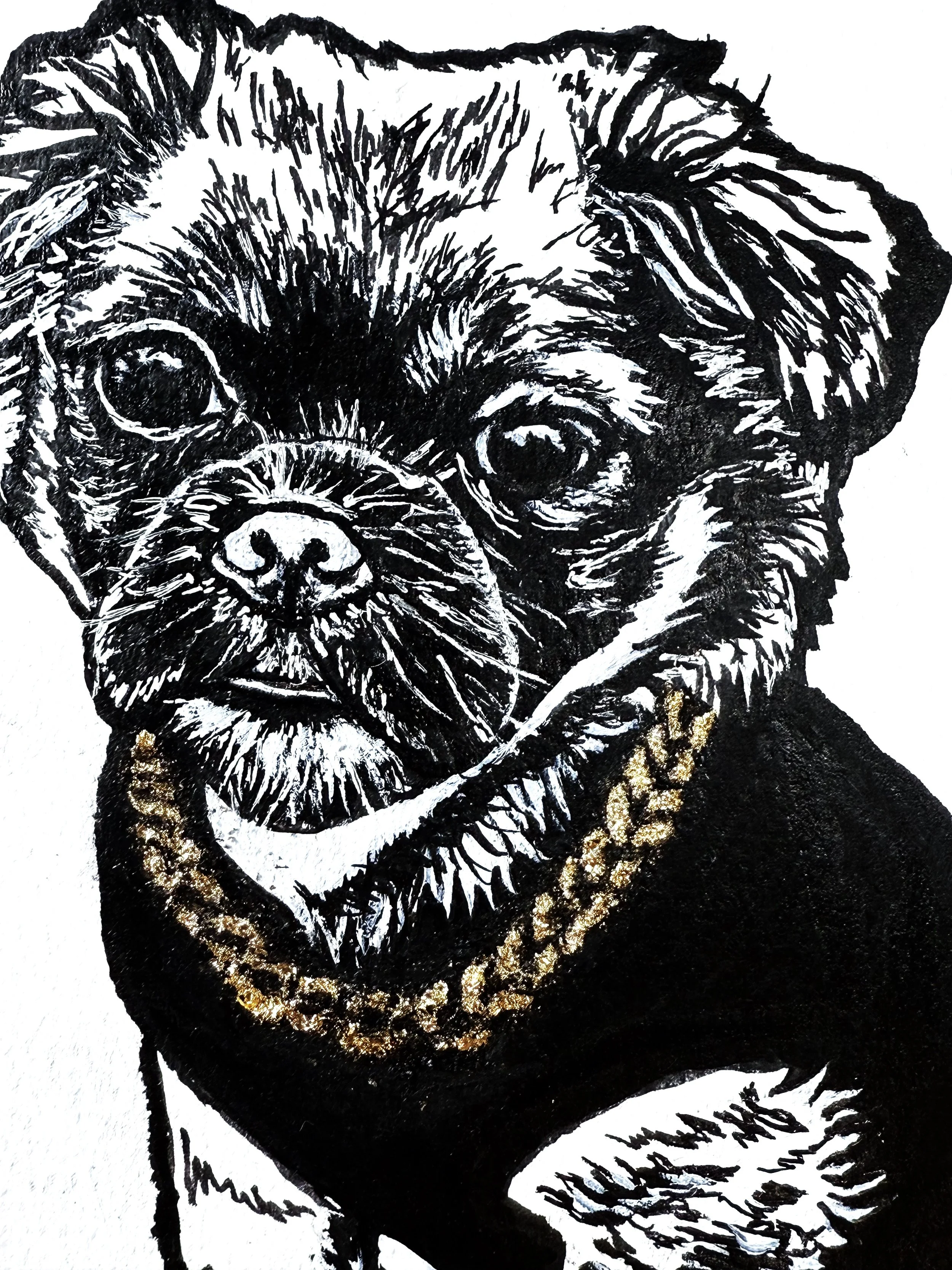 Audi, Ink & Gold Leaf on Paper (2025)