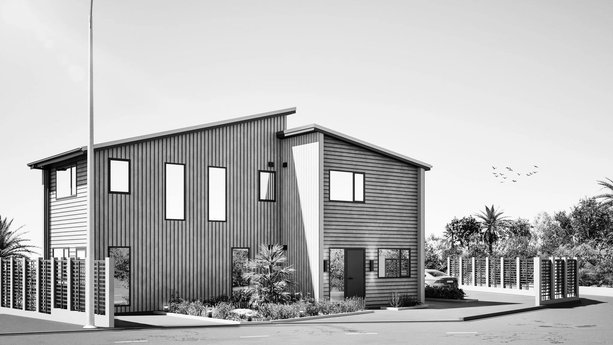 Perched above the harbour, these two townhouses are our response to a remarkable Wellington site.

📍 11 Paratu Way, Beacon Hill
We were engaged to design two compact homes that harmonise indoor&ndash;outdoor living with the serene backdrop of the We