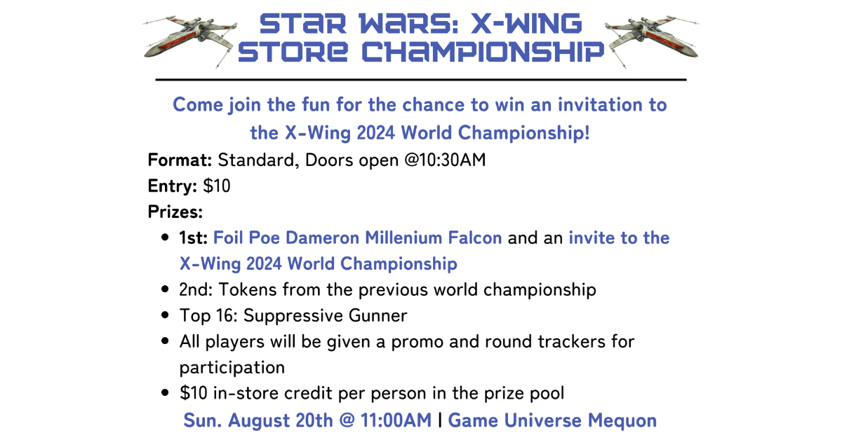 Star Wars: X-Wing Store Championship @ Mequon