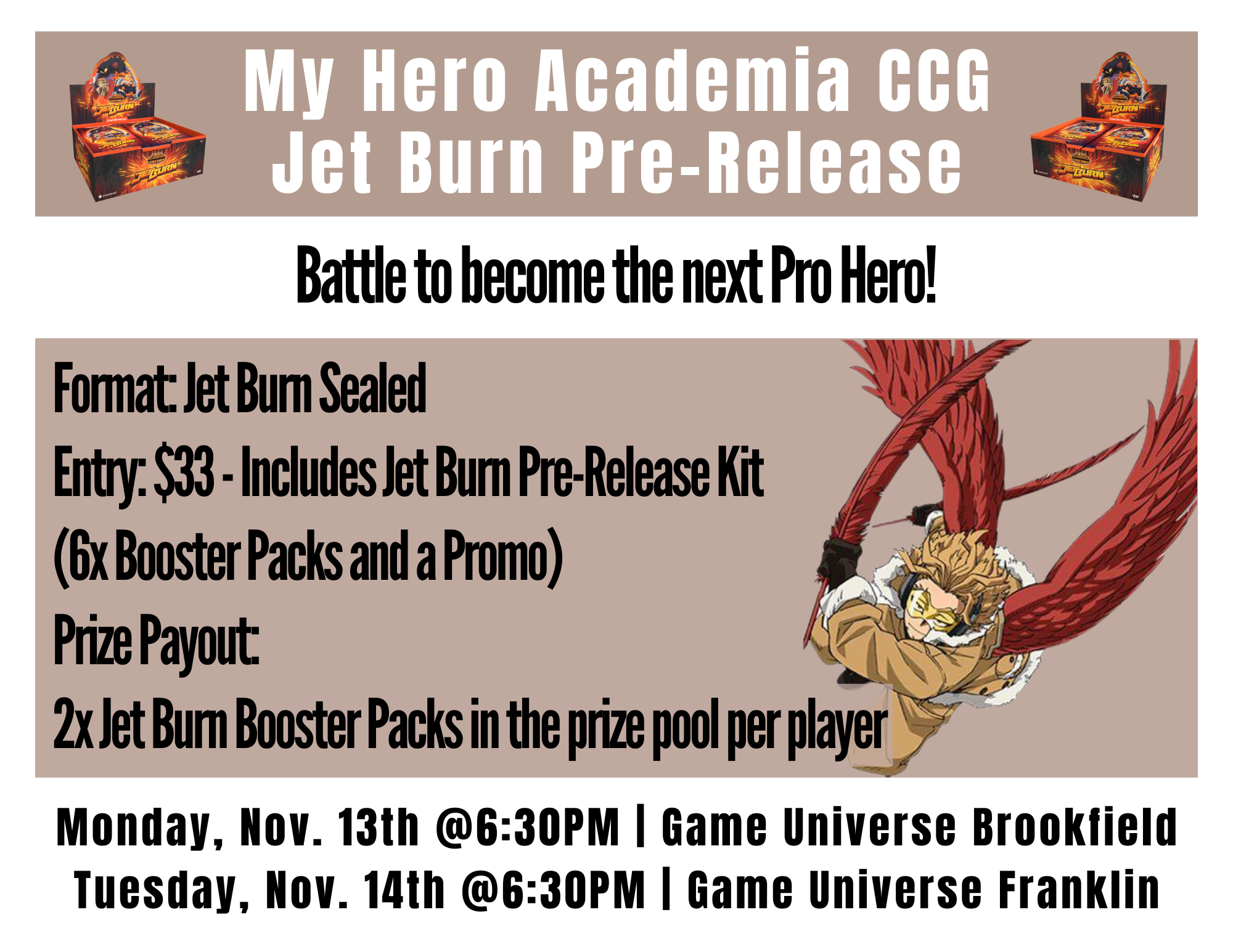 My Hero Academia CCG - Jet Burn Pre-Release, Game Universe