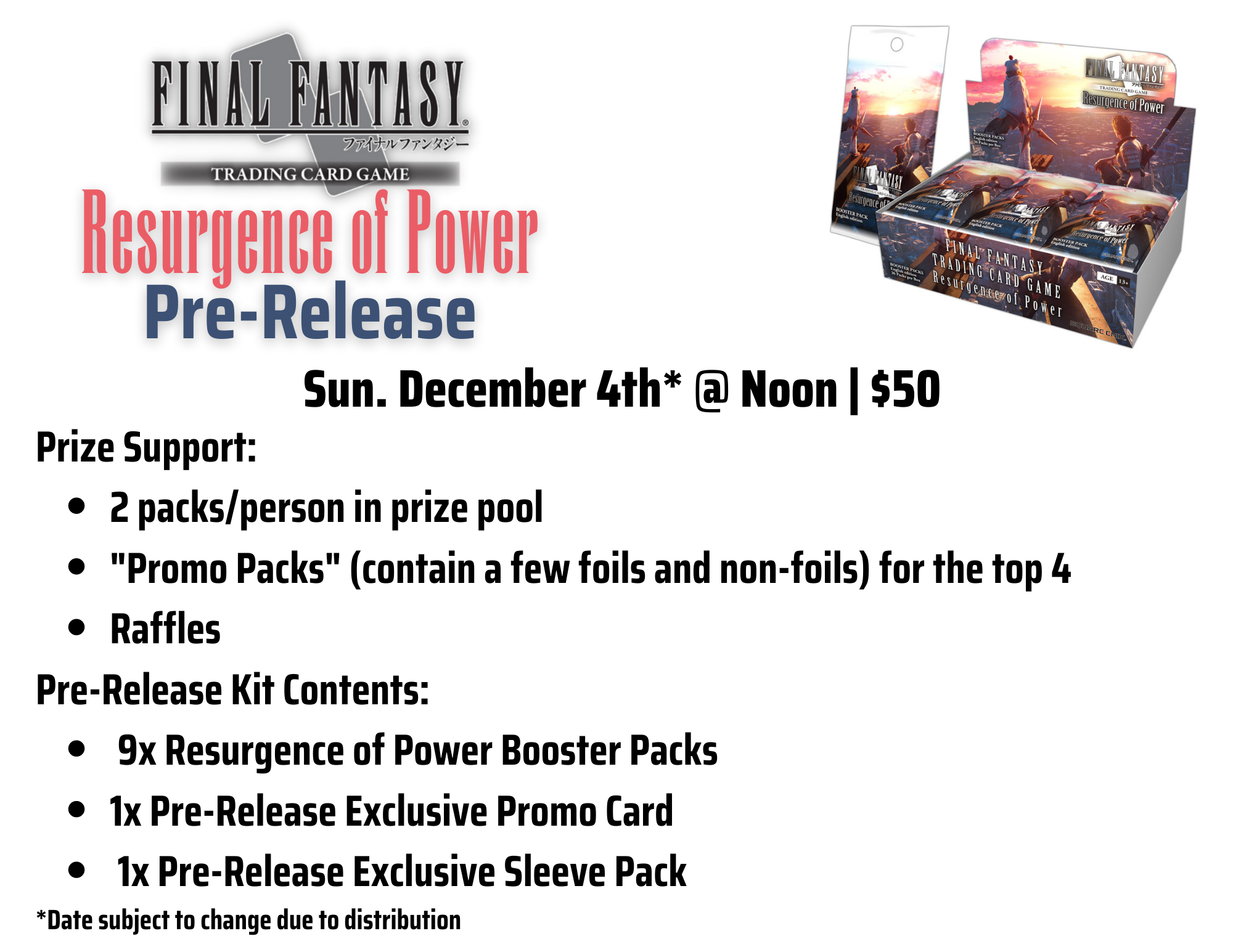 Final Fantasy TCG Resurgence of Power PreRelease — Game Universe