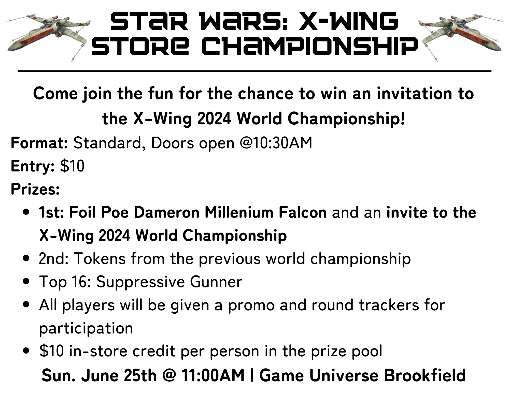 Star Wars XWing Store Championship Brookfield — Game Universe