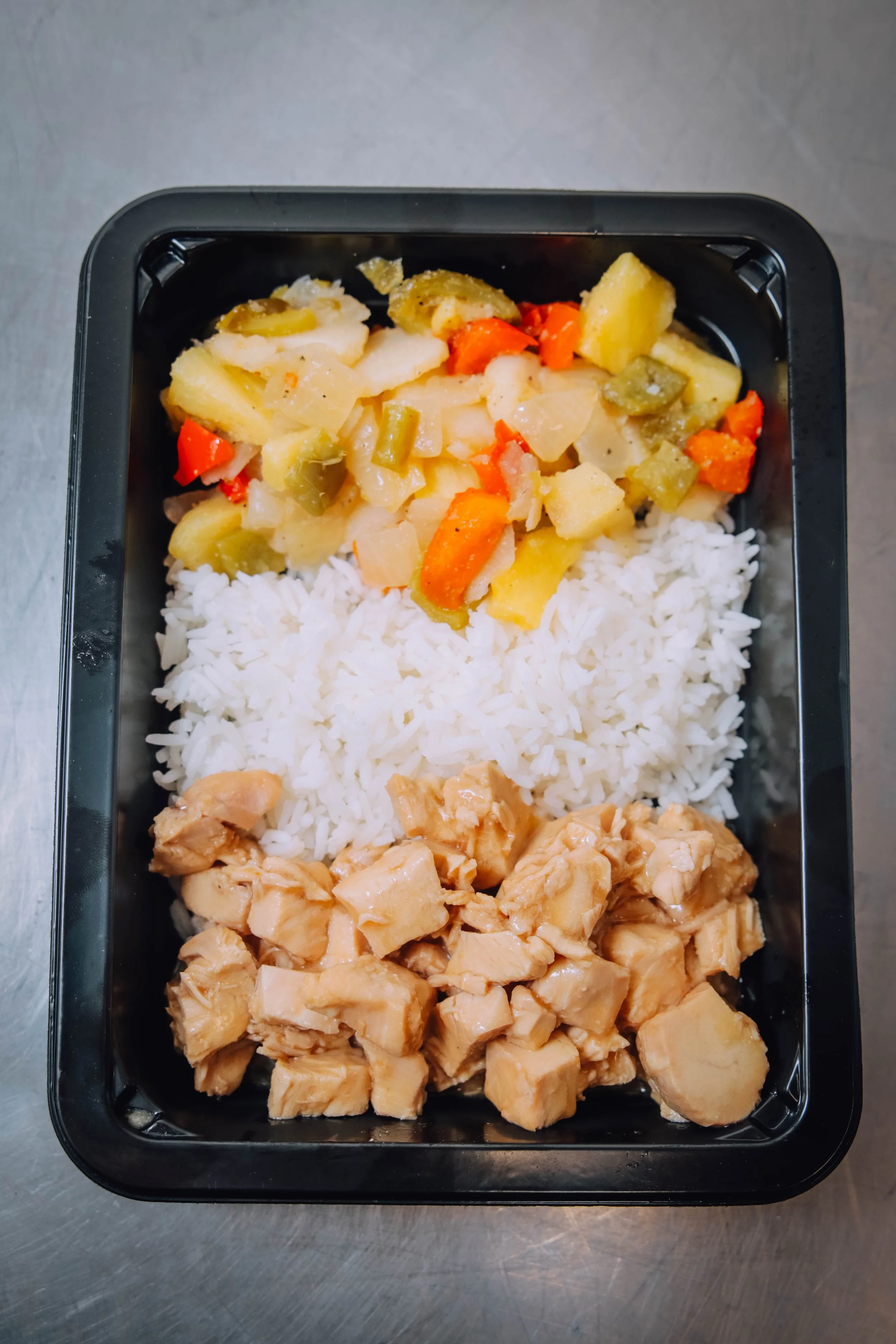Sweet and Sour Chicken Breast, Jasmine Rice, Asian Veggies (Soy)