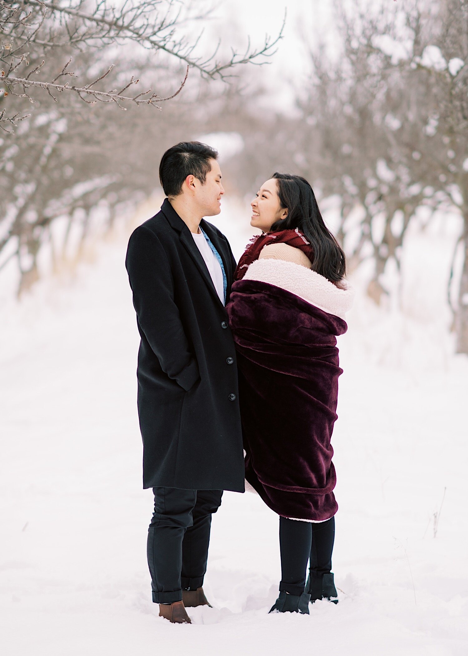  Apple Orchard Winter Engagement Photography 