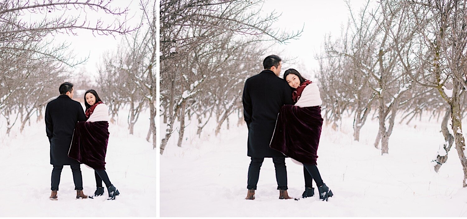  Korean Couple | Winter Photos | Provo Utah | Blanket 