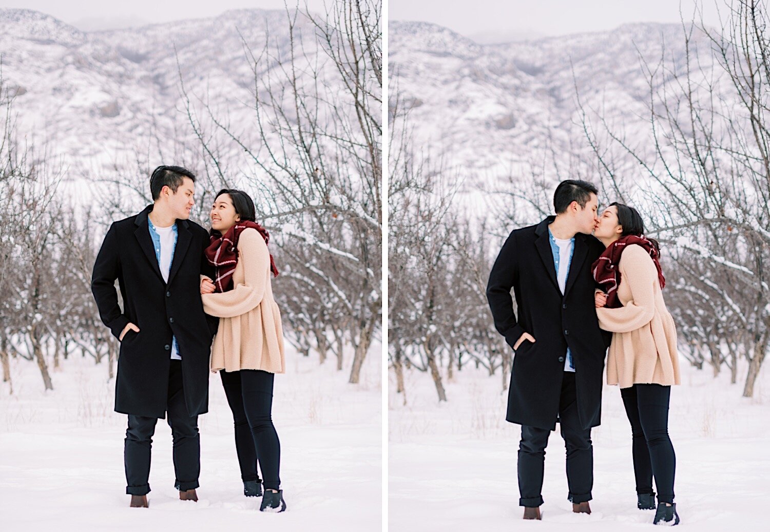  Korean Couple | Winter Photos | Provo Utah | Newly Engaged 