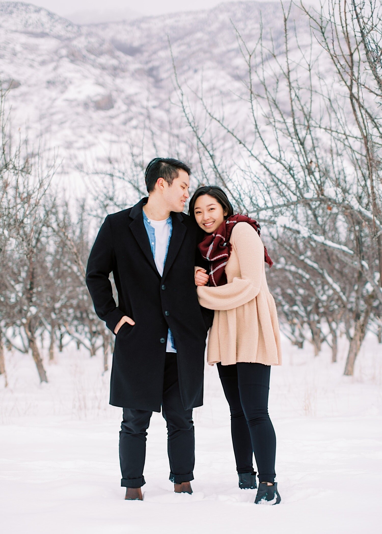  Korean Couple | Winter Photos | Provo Utah | Newly Engaged  