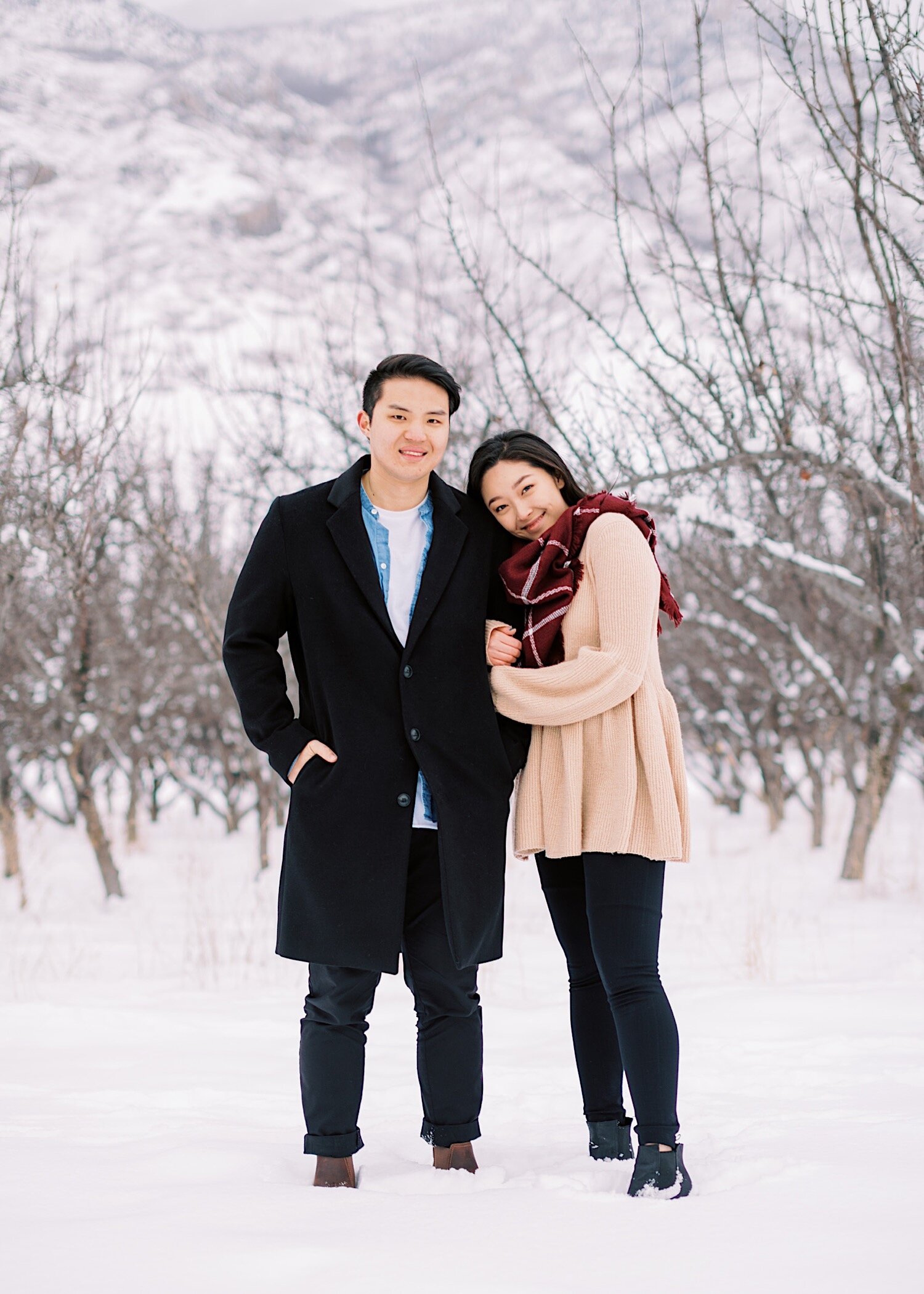  Korean Couple | Winter Photos | Provo Utah | Newly Engaged 