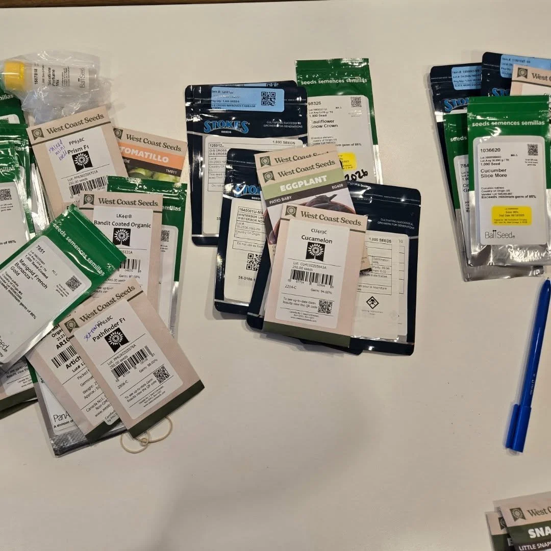 Spending the afternoon sorting seeds into their planting weeks. 

I always label the planting year in sharpie and then sort into boxes. Plants need to be seeded at different times - how many of you have ever gotten excited and started cucumbers in Ma