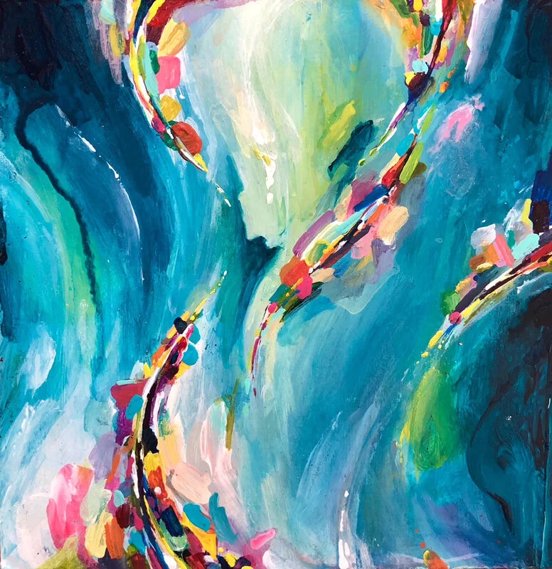 "Currents", 5 x 5 in., fluid acrylics on gessoed illustration board, 2018. 