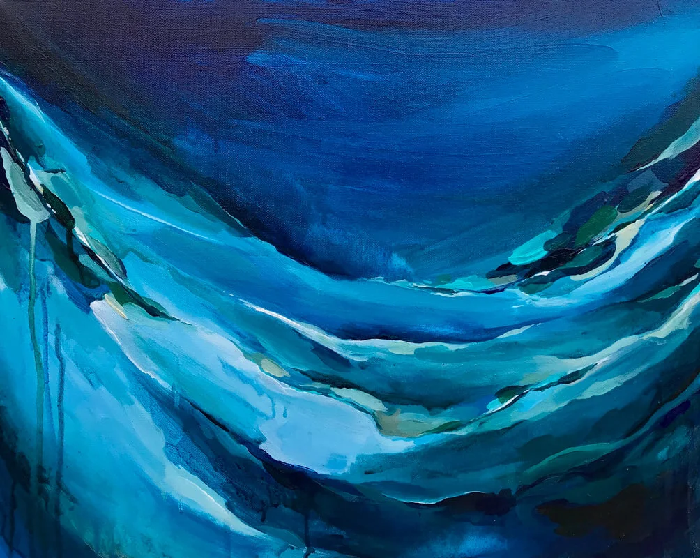 “The Swell--Revisited" 16 x 20 in. Fluid acrylics on canvas. 2019.