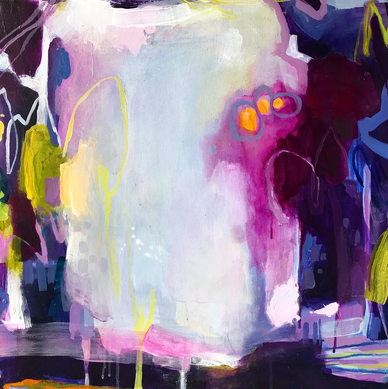 "Facade" 24 x 24 in. Fluid acrylics on canvas. 2019. 