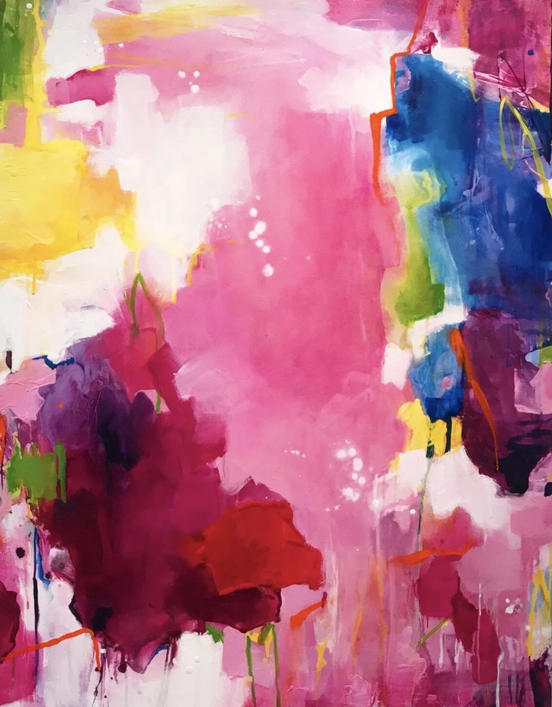 'Duality of The Dreamhouse." fluid acrylic paint on canvas. 37 3/4 in. by 48 3/4 in.