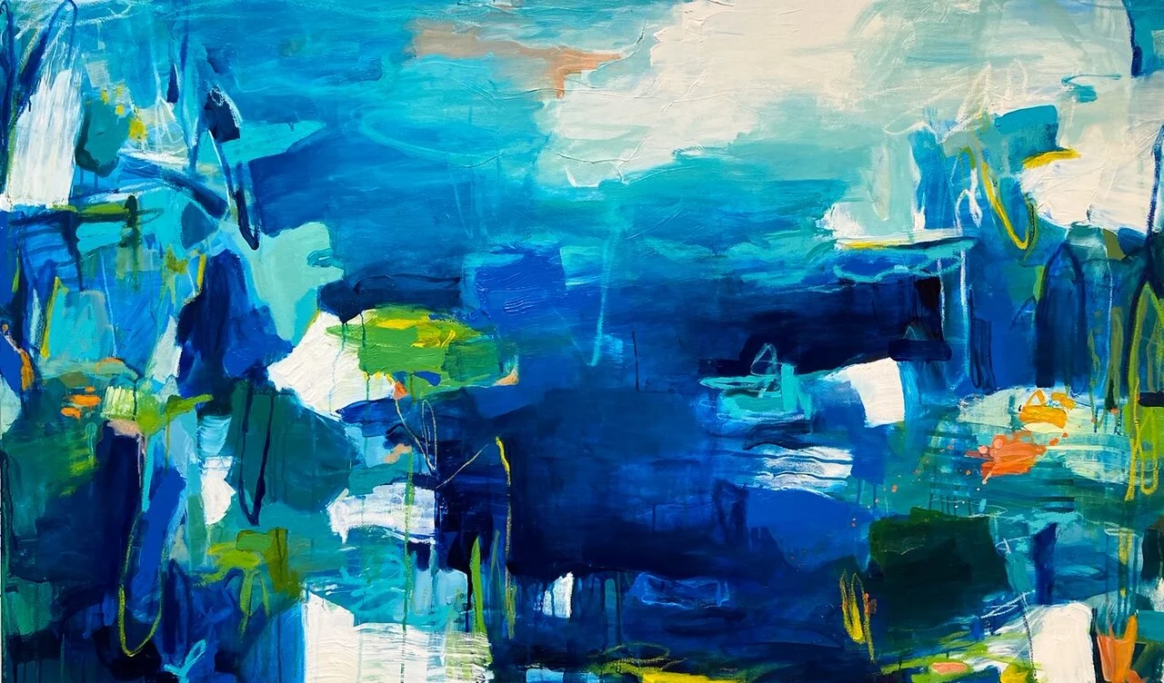 'Silence Beneath The Surface.' fluid acrylics and oil pigment stick on canvas. 2019. (SOLD.)