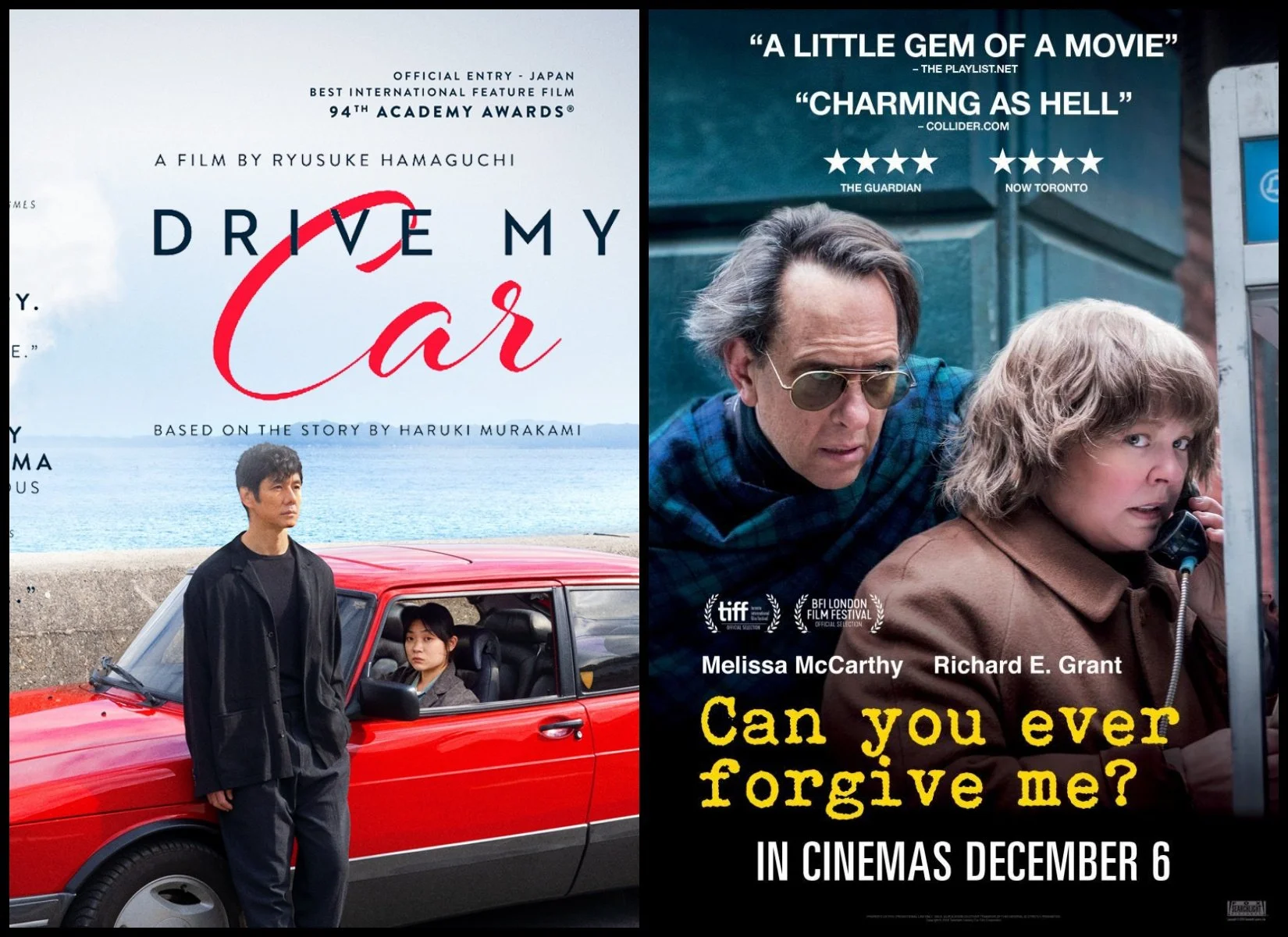 Attractionless: Drive My Car (2021), directed by Ryûsuke Hamaguchi and Can You Ever Forgive Me? (2018), directed by Marielle Heller by Matt Olsen