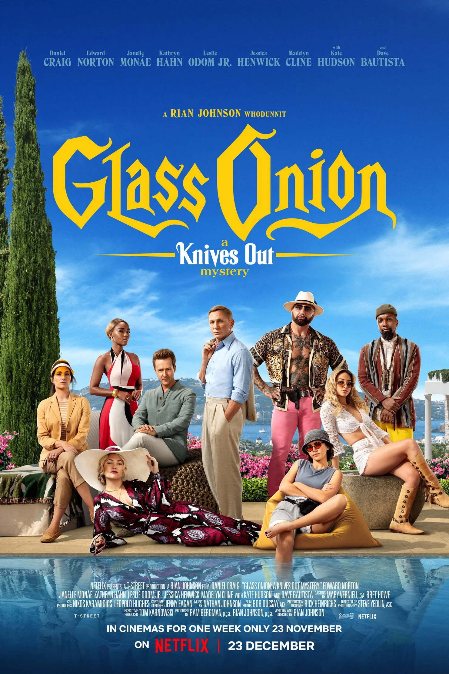 Topical Streaming Entertainments: the interesting case of Rian Johnson's GLASS ONION (2022, wri/dir by Rian Johnson, Netflix, USA, 2hrs 19mns) 