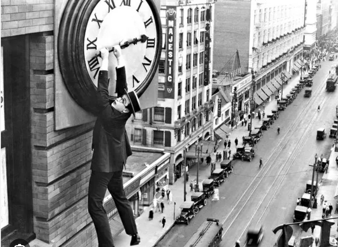 Great 10mn piece on 10 of the greatest stunts of all time including the Ben Hur chariot near death stunt, the Fast &amp; Furious car flip using a pole, and Harold Lloyd's SAFETY LAST building climbing (+ Jackie Chan of course):

https://www.youtube.c