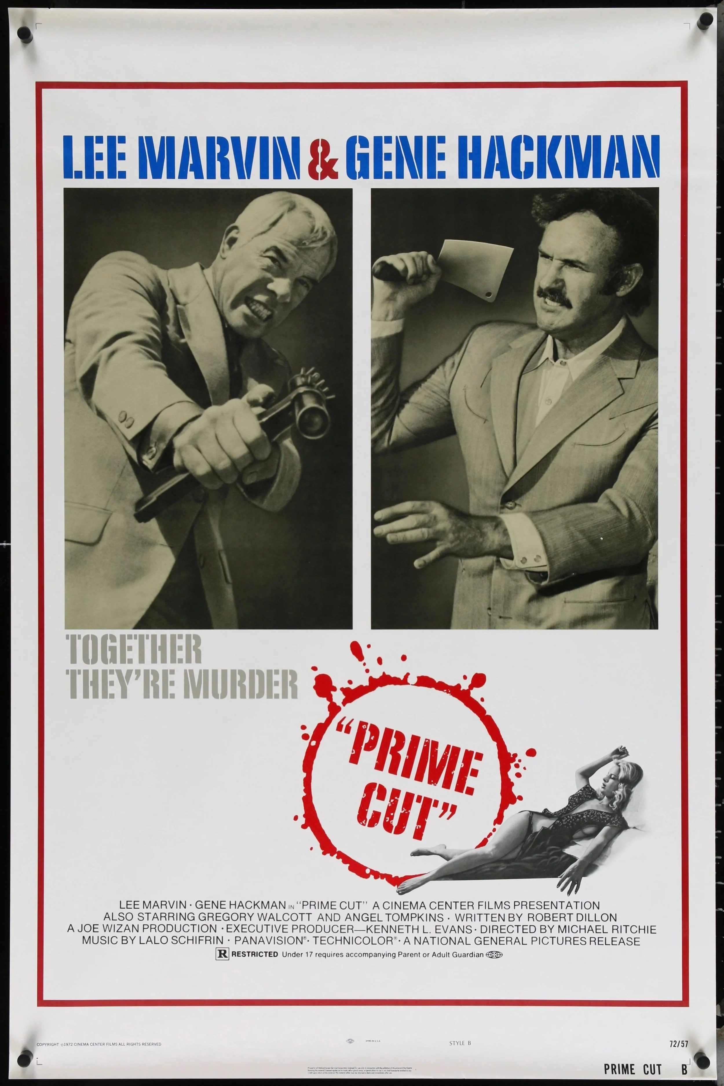 MIDWEST MANNERS: Michael Ritchie's PRIME CUT (dir by Michael Ritchie, w/ Lee Marvin, Gene Hackman, Sissy Spacek, 88mns, USA, 1972)