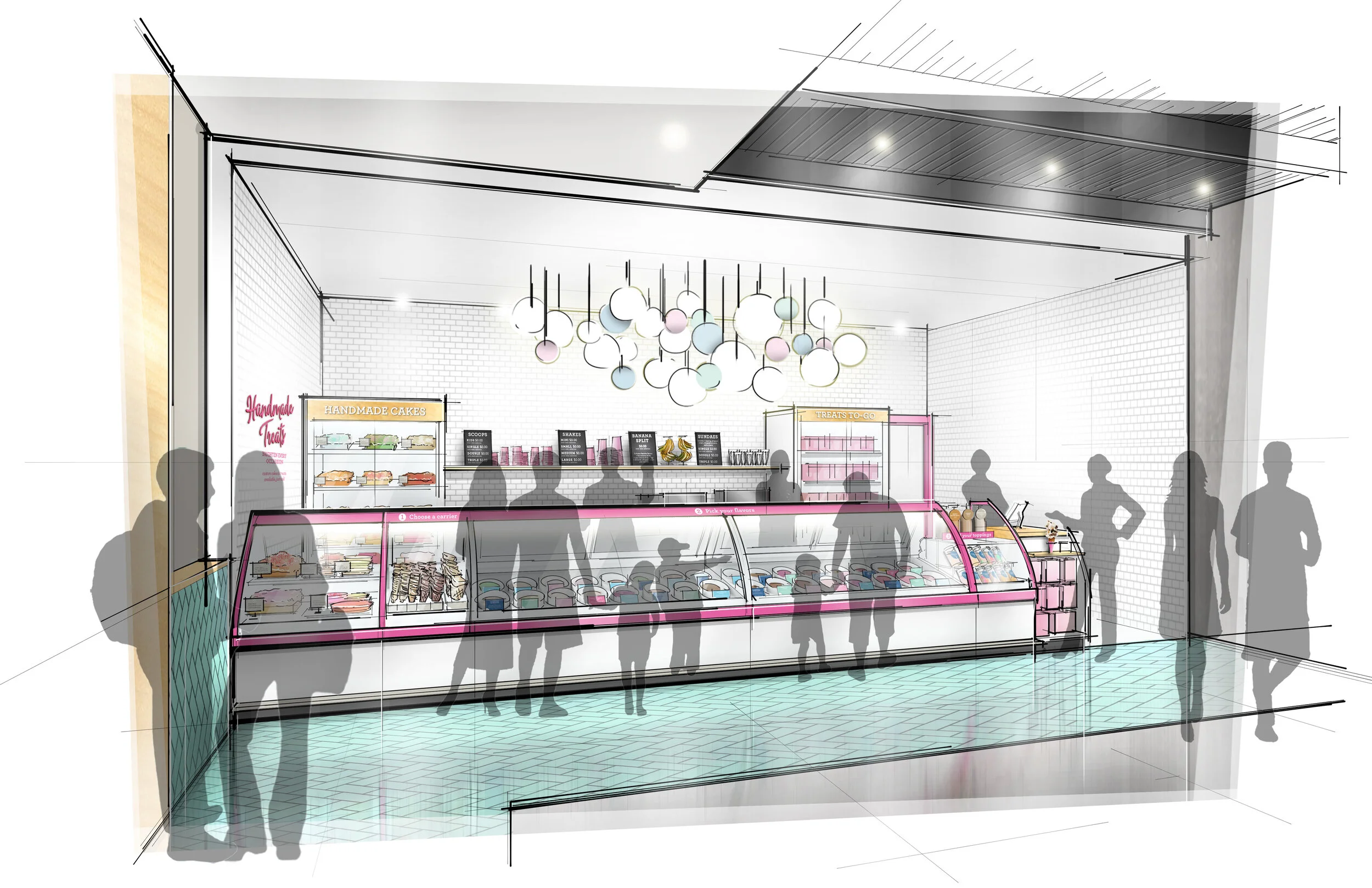 Lighting symbolizes the “31 flavors” that made the brand popular all around the world. It also serves as a repeatable, unique brand element.