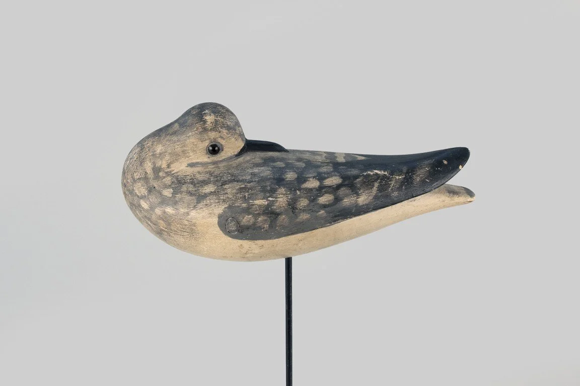 Mackey-Lawrence Sleeping Plover Decoy by Melvin Gardner Lawrence (1880-1930), Revere, MA, c. 1900