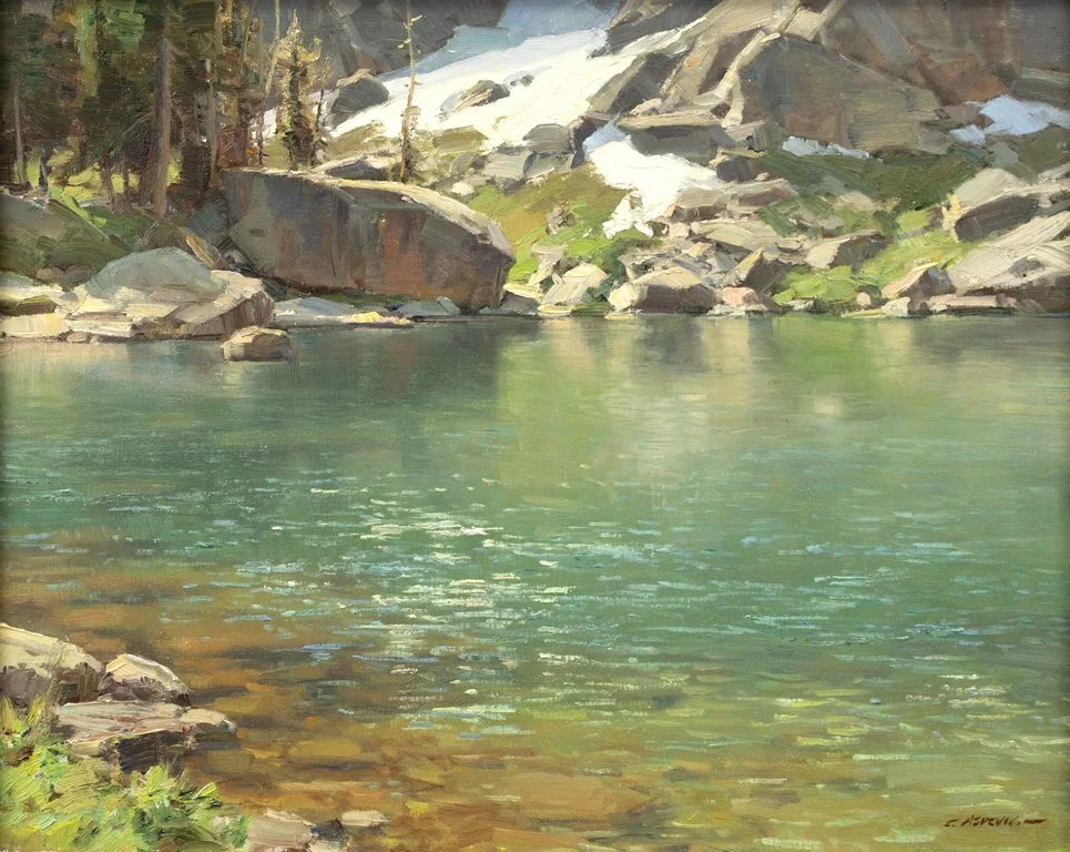 Clyde Aspevig (b. 1951), Shirley Lake, oil on canvas, 20 by 24 in.