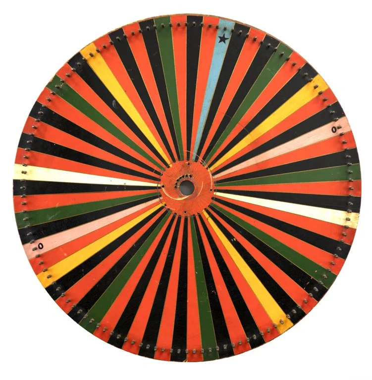 Colored Wheel Gameboard, early-20th Century, 20 in. diameter