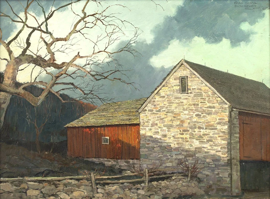 Eric Sloane (1905-1985), Barn Detail, Bucks County, oil on board, 19 1/2 by 26 in.