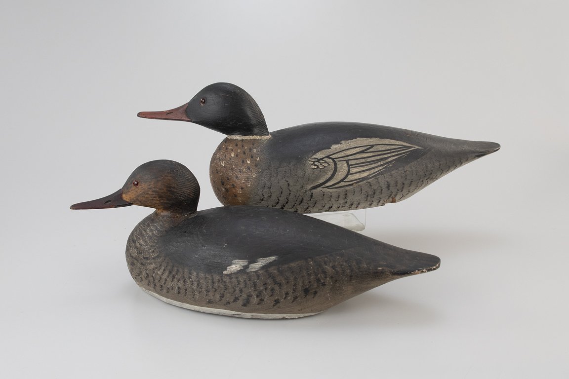 Sherer Rig Merganser Pair by A. Elmer Crowell (1862-1952), East Harwich, MA, c. 1910